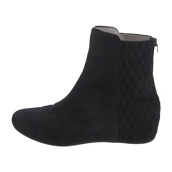 Aquatalia Women Suede Leather Chelsea Boots Black Wedge Heels Booties Size 8.5 - Picture 2 of 10